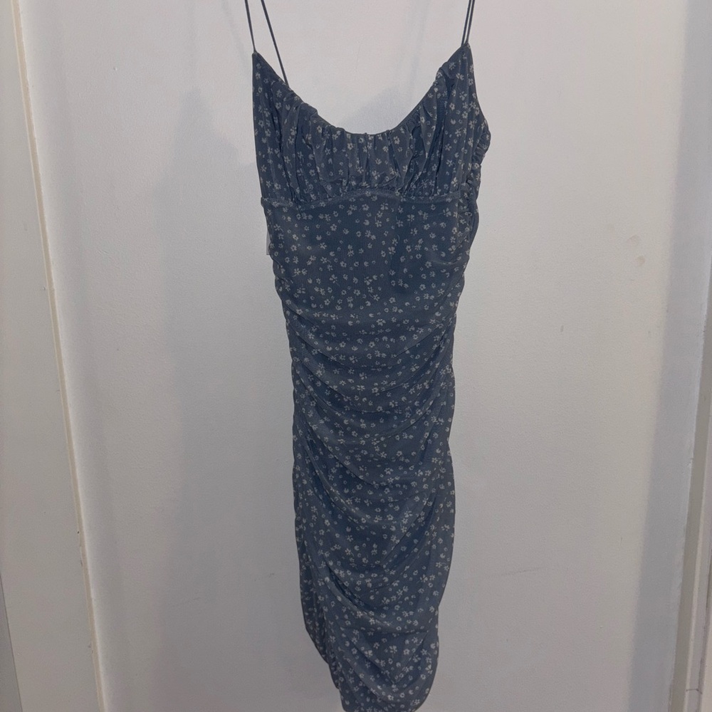Garage Navy Floral Ruched Mini Dress